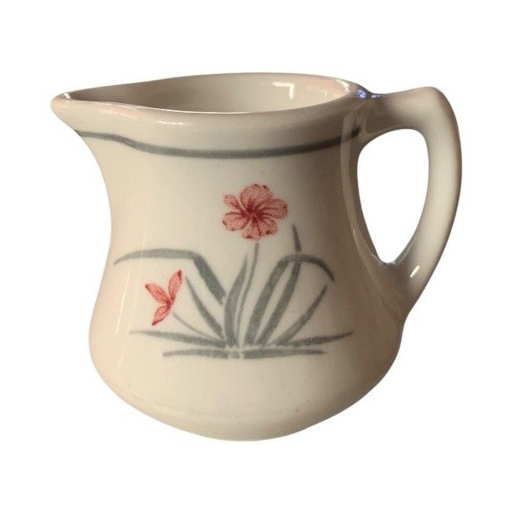 Walker China 8 oz Creamer 8-33 Restaurant Ware Floral Art Deco Vitrified China